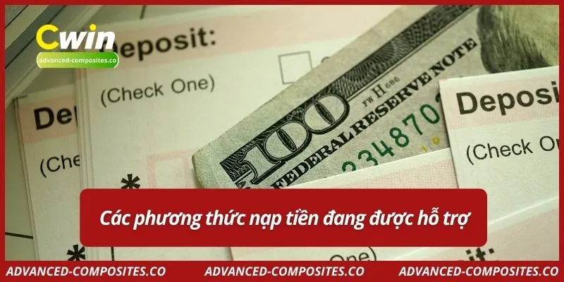 Các phương thức nạp tiền đang được hỗ trợ
